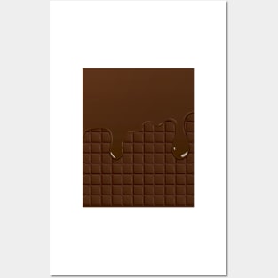 Chocolate big drops, melting on cocoa waffle print Posters and Art